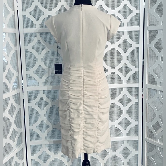 NWT Size 2 NANETTE LEPORE Elegant Cream Ruched Dress Bow Short Designer Ivory XS - Picture 4 of 14